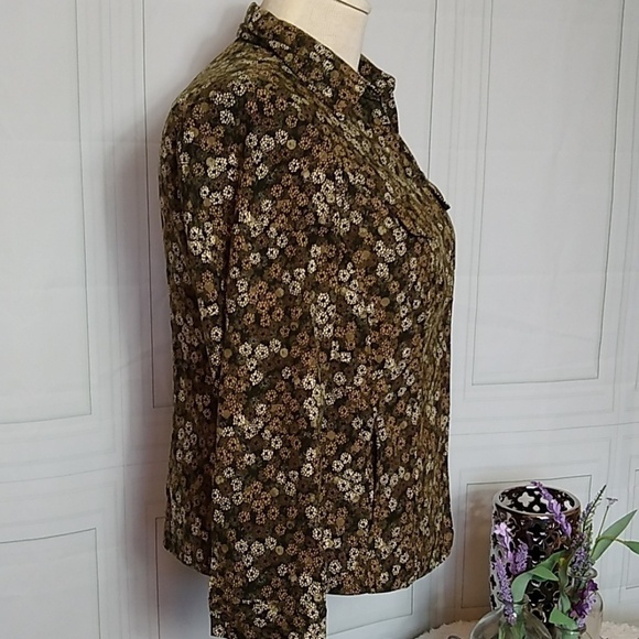 Cj Banks Brown Twill Button Up Floral Blouse Size X (XL) - Picture 3 of 9